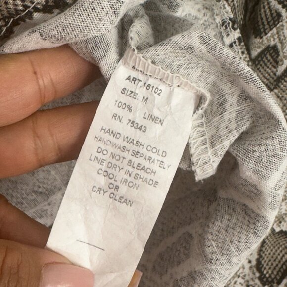 Laura Bianchi Women Sleeveless Snake Print Button-Up Dress SZ M 100% Linen - Picture 4 of 11